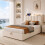 HOMAIRE 3FT Ottoman Bed Frame Beige Velvet 5