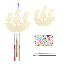 Children'S Wind Chime Ornaments DIY Painted Birthday Party Art Activity Decoration Pendant,Pirate Ship Set
