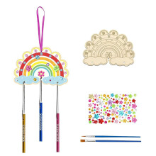 Children'S Wind Chime Ornaments DIY Painted Birthday Party Art Activity Decoration Pendant,Rainbow Set