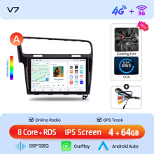 Junsun Autoradio Android, CarPlay et Android Auto sans fil, GPS Navigation, Écran Tactile IPS pour VW Golf 7 MK7
