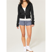 Women'S Cute Polka Dot Hoodie Y2k Zip Hoodies Jackets Cropped Sweatshirt Hooded Fall Tops Black L