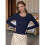 Damen Scoop Neck Slim Fit Langarm Basic Thermounterhemd Marineblau M 4