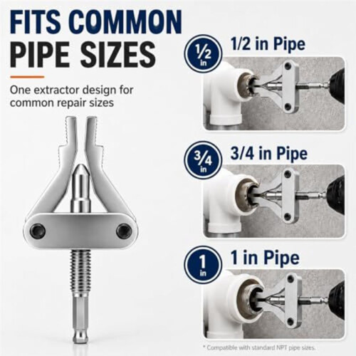 4Pcs Broken Pipe Thread Extractor Tool, Drill-Powered Damaged Pipe Remover for Easy Extraction of Broken Fittings 2