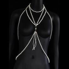 Women Minimalist Body Chain With Pearl Embellished For Special Wear Occasion