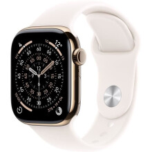 Apple Watch Series 11 GPS + Cellular - 46mm - Gehäuse Gold Titan - Armband Light Blush Sport Band - M/L