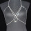 (Silver)Corrente corporal feminina em prata e ouro com design de galvanoplastia e strass 6