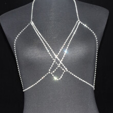 (Silver)Damen Körperkette in Silber und Gold mit Galvanik und Design Strass