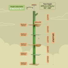 Arbre Ă chat Cactus, Tour Ă chat du sol au plafond, Vert, Taille L