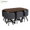 HOMAIRE Walnut Dining Set with 6 Gray Chairs 1