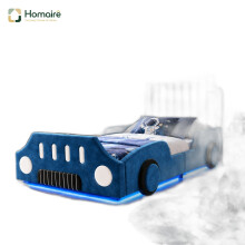 HOMAIRE Blue Velvet Car-Shaped Kids Bed 90x190cm