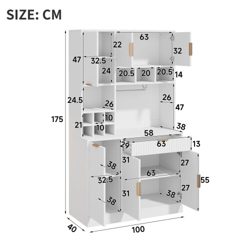 HOMAIRE White Sideboard with USB & Power Outlets 1