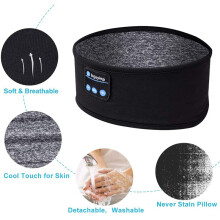 Wireless Audio Sleep Mask - RNCYN - Bluetooth 5.0 - Soft Elastic - Black - For Side Sleepers