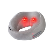 Cuscino massaggiante elettrico - RNCYN - Forma a U - Grigio velluto - Tecnologia Shiatsu - Impastamento anteriore e posteriore
