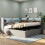 HOMAIRE Grey Velvet L-Shaped Storage Bed 4FT6 2