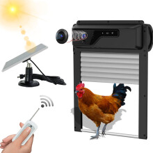 Automatische Hühnerstalltür - RNCYN - Solarbetriebener Timer - Integrierte Kamera - Infrarot-Nachtsicht