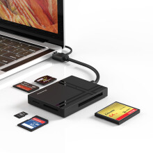 Lector de tarjetas multipuerto USB-C - RNCYN - 5 en 1 - USB 3.0 - Tipo-C - SD TF CF XD MS - ABS - Negro - Portátil