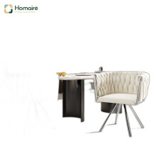 HOMAIRE Velvet Swivel Dining Chair Beige Set 2