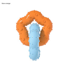 Hunde-Backenzahnspielzeug - Phoesky - Umweltfreundlich - TPR - Pflaumenblütenform - Doppelring - Blau - Orange