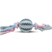Hunde-Beißspielzeug - Phoesky - Baumwollseil - ungiftig - 6,5 cm Kugel - 29 cm Seillänge - TPR