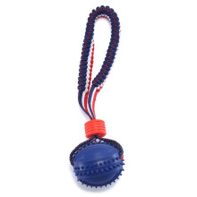 Interaktives Hundekauspielzeug - Phoesky - Baumwollseil mit Knoten - Knochenmuster - TPR-Gummi - Marineblau