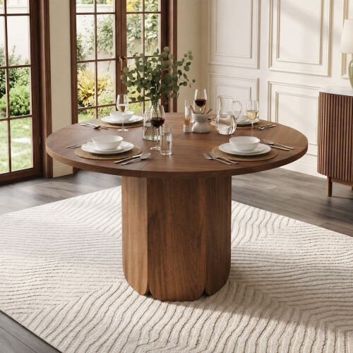 HOMAIRE 47" Round Walnut Dining Table 2