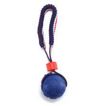Interaktives Hundekauspielzeug - Phoesky - Baumwollseil mit Knoten - Knochenmuster - TPR-Gummi - Marineblau