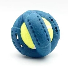 Hundekauball - Phoesky - Interaktives Spielzeug - Zahnreinigung - Bissfest - Blau - 9 x 9 cm