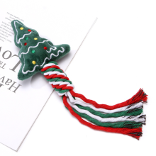 Weihnachtsspielzeug für Hunde - Phoesky - Baumwollseil - 31 x 10 cm - Quietschgeräusch - Bissfest - Zahnreinigung