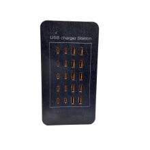USB-laadstation - RNCYN - 10 USB-poorten - 5V 2,4A snelladen - PC-materiaal - Zwarte kleur