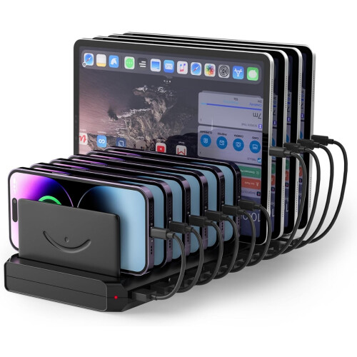 Σταθμός φόρτισης USB 10 θυρών - RNCYN - 60W - Συμβατό με iPhone, iPad