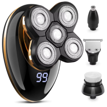 Barbeador elétrico à prova d'água - RNCYN - Barbeador 4D - LED integrado - Lâmina de aço inoxidável - Lavável - Recarregável via USB