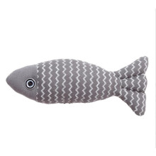 Katzenspielzeug aus Leinen in Fischform - Phoesky - 21 x 9 x 5 cm - Grau - Katzenminze - Kratzfest - Zahnschrubben