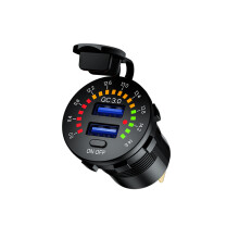 Kaksois-USB-autolaturi - RNCYN - Kaksi QC3.0 USB-porttia - Nopea lataus - Vedenpitävä - Värikäs LED-valo