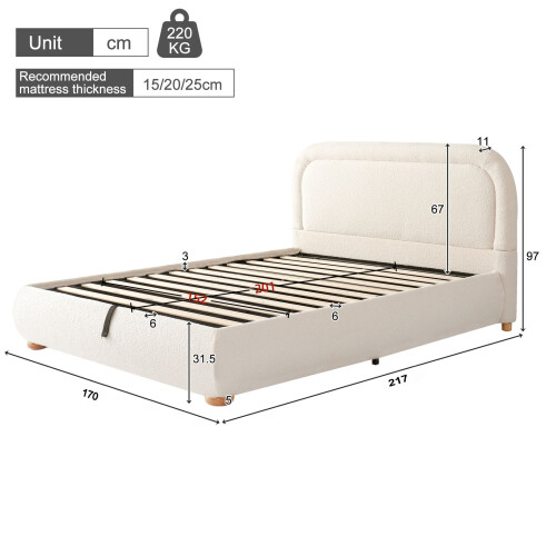 HOMAIRE 5FT King Ottoman Storage Bed Beige 1