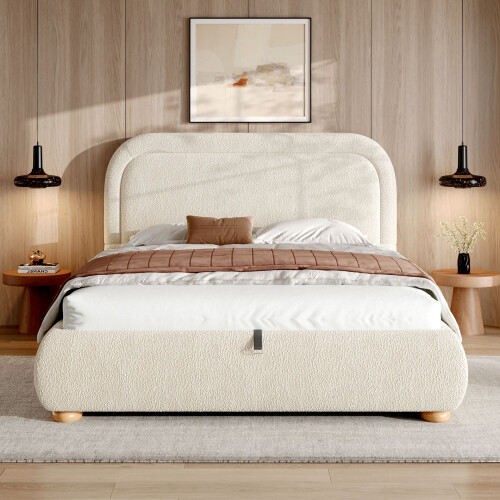 HOMAIRE 5FT King Ottoman Storage Bed Beige 2