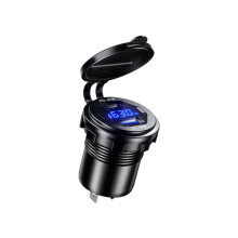 RNCYN Car USB Charger - Dual USB - 4.8A Fast Charging - Waterproof - Aluminum - LED Voltmeter - Red Blue Green