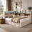 HOMAIRE L-Shaped Velvet Storage Bed Beige 6