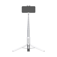 Trípode flexible para selfies - RNCYN - 150 cm - Rotación de 360 - Control remoto Bluetooth - Ab202 Max - Blanco plateado