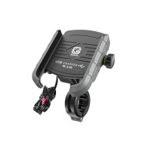 Telefoonhouder voor motorfiets - RNCYN - 360 graden draaibaar - Geïntegreerde oplader - IP66 waterdicht - Afmetingen 80x90x45 mm