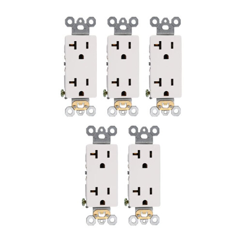 20A Tamper-Resistant Duplex Electrical Wall Outlet, Child-Safe Receptacle, US Standard Socket, Without Faceplate, 5PCS