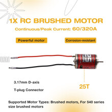 RC Brushed Motor, 540 High Torsion Low Noise Motor 25T-9200rpm 3.17mm D Daxis with 60A Brushed ESC for RC Car