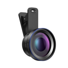 2-in-1 Cell Phone Lens Kit 0.45X Wide-Angle Lens + 15X Macro Lens with 37mm Lens Clamp HD Smartphone Camera Accessories