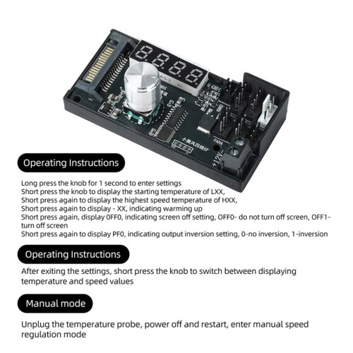 12V 5A 6-Channel PWM Fan Controller with Digital Display for PC Cooling System
