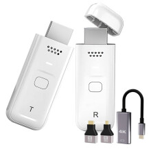 50M Wireless for -Compatible Transmitter and Receiver Extender, with USB-C Adapter, for TV Projector Monitor