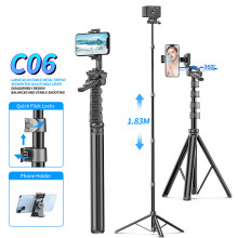 Selfie tyč s otočným statívom 360 - RNCYN - Model C06 - 1,83 m - Bezdrôtové diaľkové ovládanie - Otáčanie o 360 - Statív na podlahu