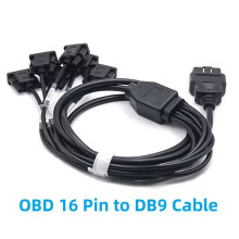 Câble Adaptateur OBD2 Mâle Vers 6 DB9 Femelles, Câble Répartiteur Série RS232 OBDII pour Outils de Programmation Automobile