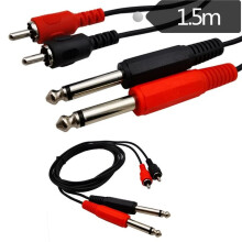 6,5 mm auf 6,35 mm RCA-Audiokabel, Dual 6,35 Mono auf Dual für RCA-Stecker, 2-zu-2 Lotus Mixer-Audiokabel, 1,5 M