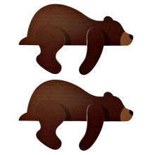 Wooden Bear Shelf Sitter, Woodland Nursery Decor for Baby Boy, Rustic Animal Figure for Shelf, Wall, Tabletop Brown