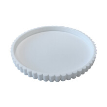 12 Inch Round Scalloped Silicone Vanity Tray Waterproof Non-Slip Organizer for Bathroom Kitchen White
