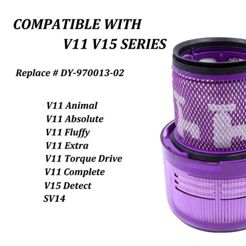 2 Pack Vacuum Filter Replacement Compatible Compatible with  V11 Animal Torque Drive, Complete, Extra, V15 Detect, V15s 2